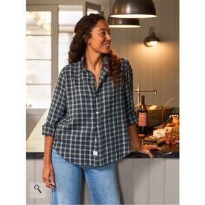 Frank & Eileen "Eileen" Button Down Shirt in Gray/White Windowpane Plaid(Size:L)
